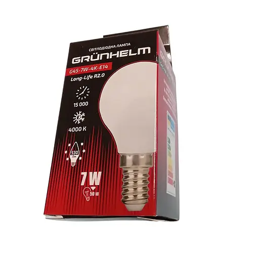 Лампа LED Grunhelm G45-7W-4K-E14 Long-Life R2.0 (149237) - фото 2