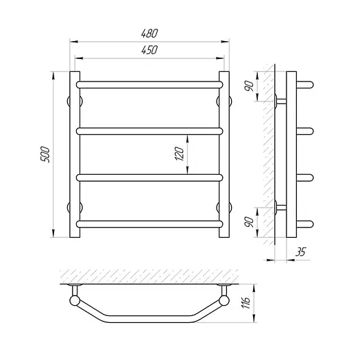 Електрична рушникосушка Laris Вікторія П4 450x500 Е 73207013 - фото 4