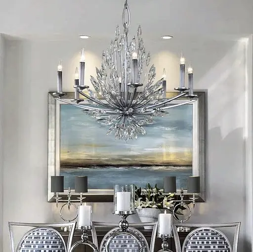 Кришталева срібна люстра репліка Lily Buds на 6 ріжків-підсвічників Line.F MD 8058-6 Satin - фото 1