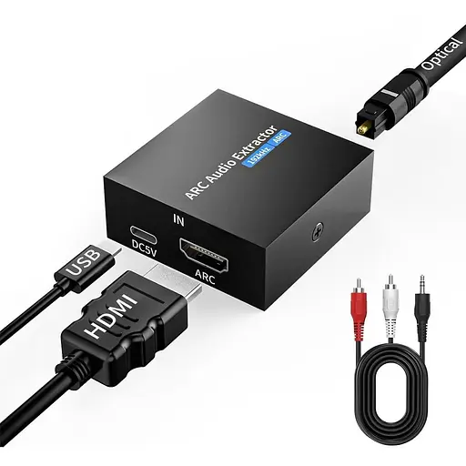 Аудіоконвертер ARC до RCA 192 кГц конвертер HDMI ARC Toslink + 3.5 мм AUX