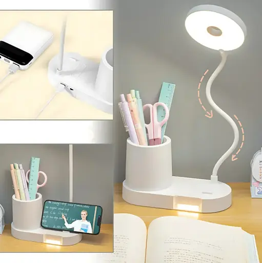 Настільна LED лампа з гнучкою ніжкою та утримувачем сенсорне керування USB-живлення Білий - фото 3