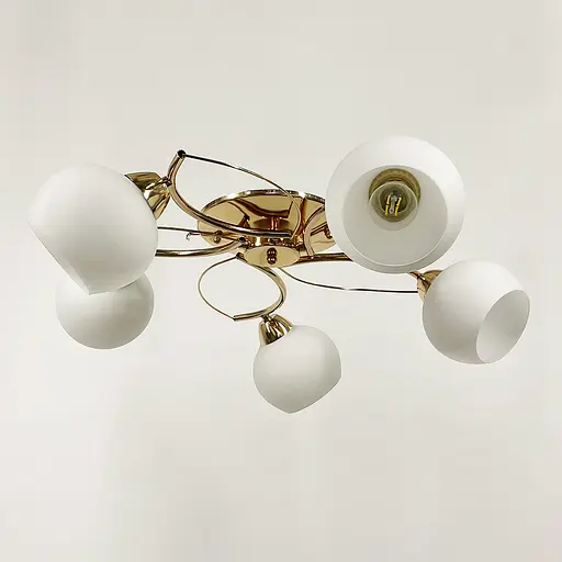 Золота люстра на 5 білих плафонів | Арт. 91061/5 GD | Line F - фото 4