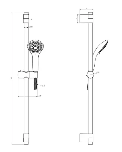 Душова штанга Imprese 7810003B L-78 см, Чорний - фото 2