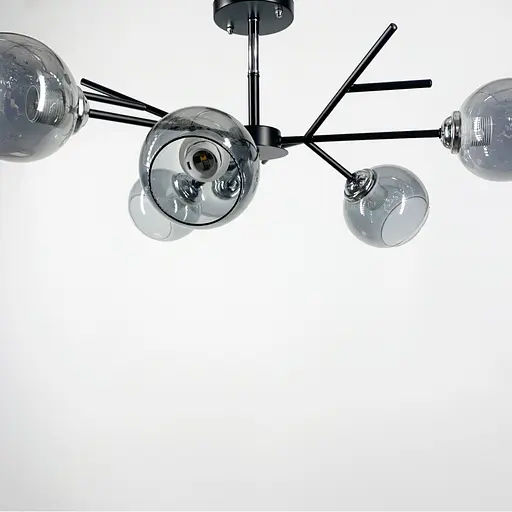 Люстра в черном корпусе на 6 ламп Line.F Цвет плафона Белый - фото 4