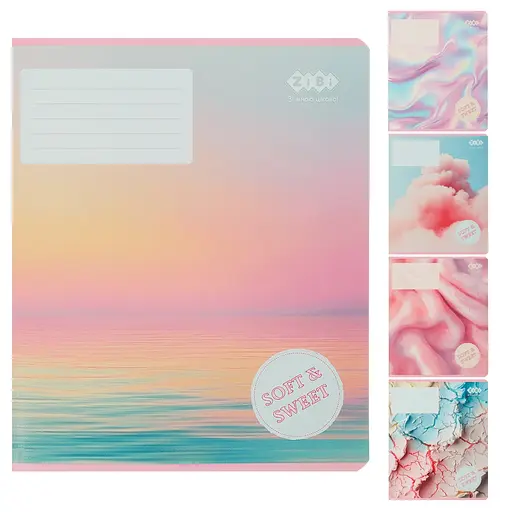 Зошити учнівські 96 аркушів клітинка KIDS LINE TEXTURE, 10 шт. в упаковці