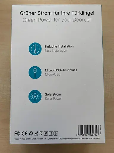 Сонячна панель Weber Protect ProV1 сумісна з відеодомофоном ProV1 - фото 3