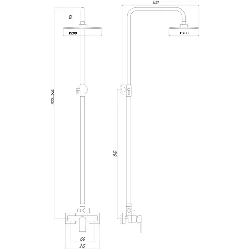 Душова система Topaz Capri TCA 15702-H37 комплект Н-130см, Хром - фото 7