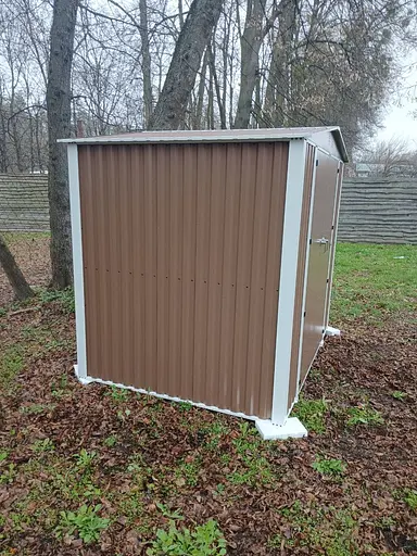 Хозблок-сарай металлический DS-03 с двускатной крышей 200х240х180 см. Коричневый - фото 4