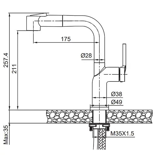 Змішувач для кухні Koer KI-70021-02 (KR4798) - фото 2