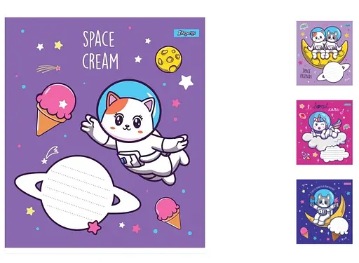 Тетради ученические 12 листов клетка. 1В Space friends, 25 шт. в упаковке