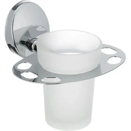 Склянка настінна з підставкою для зубних щіток Zerix LR3306-1 LL1434 хром - фото 1