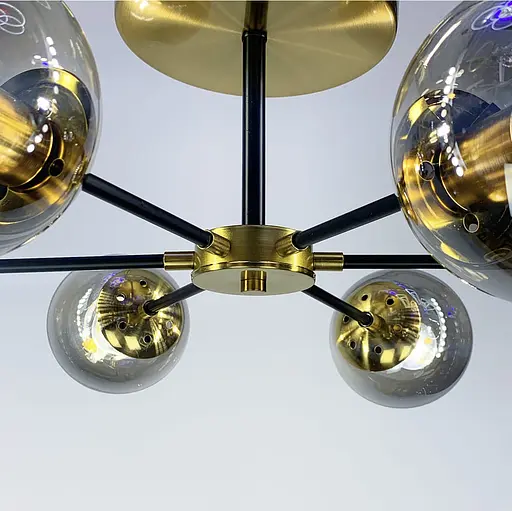 Вінтажний стельовий світильник на 6 графітових плафонів | Арт. J113/6C FGD+GR | Line F - фото 3