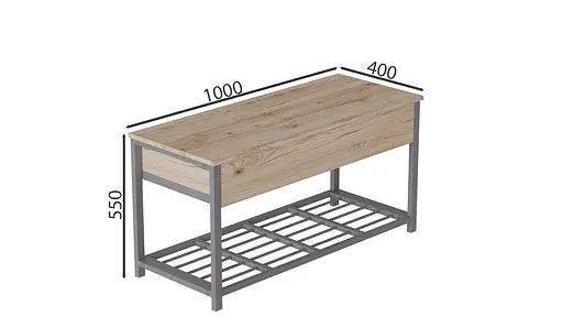 Банкетка з ящиком Ferrum-decor Дрейк 1 550x1000x400 метал Сірий ДСП Дуб Сан-Марино 16 мм (FRD-103060) - фото 4