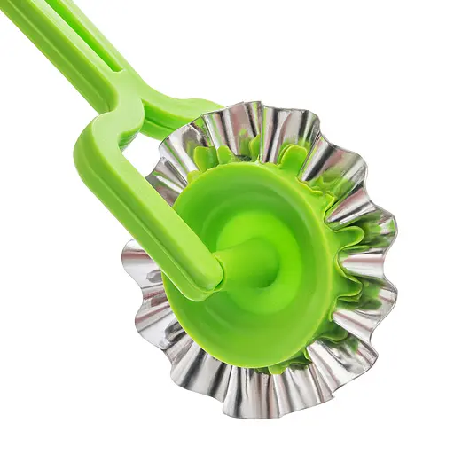 Ніж ролик тісторіз вузький фігурний зубчастий для тіста та вирізки чебуреків, Kitchette Салатовий 84916 - фото 7