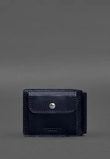 Кожаное портмоне 13.0 зажим синий краст - фото 9