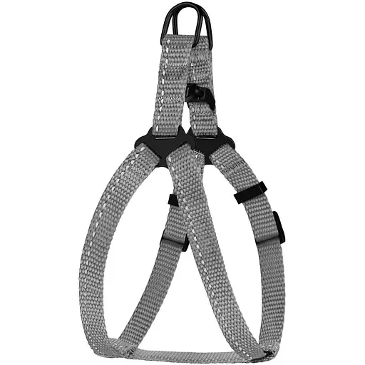 Шлея для собак Barksi Active світловідбивна (обхват грудей 33-40 см ширина 1 см) сіра - фото 1