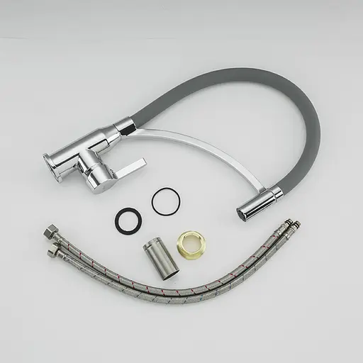 Смеситель для кухни Frap F4552 с гибким изливом серый/хром - фото 5