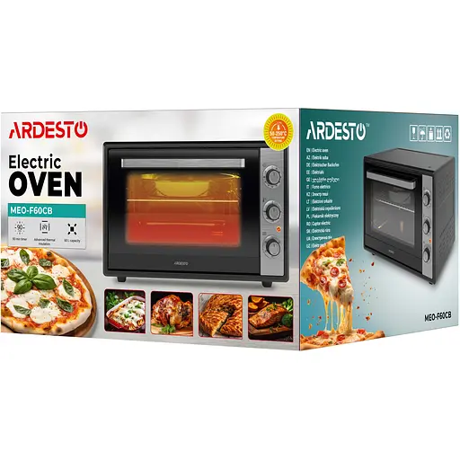 Печь электрическая Ardesto 60 л, 2000 Вт, механич., конвенция, двойное стекло, черный - фото 11