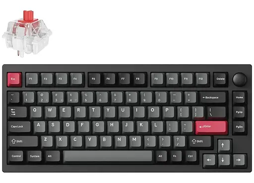 Клавіатура Lemokey P1 Pro Keychron Super Red Wireless EN/UKR RGB Carbon Black (P1P-M1-UA) - фото 1