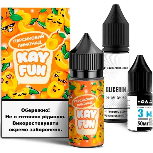 Набор компонентов для самозамеса солевой заправки Flavorlab Kayfun Персиковый Лимонад 30 мл, 0-50 мг (18722) - фото 1
