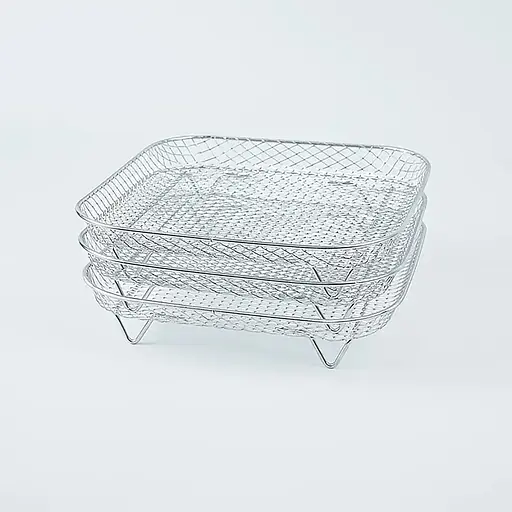 Комплект з 3-х ярусів квадратних решіток з нержавіючої сталі для фритюрниць, аерогрилів та духових шаф, Kitchen Master 87785 - фото 4