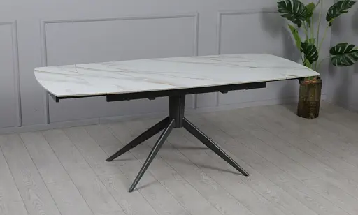 Стіл Віраж 1400/2000x900x750 молочний глянець чорні ноги - фото 6