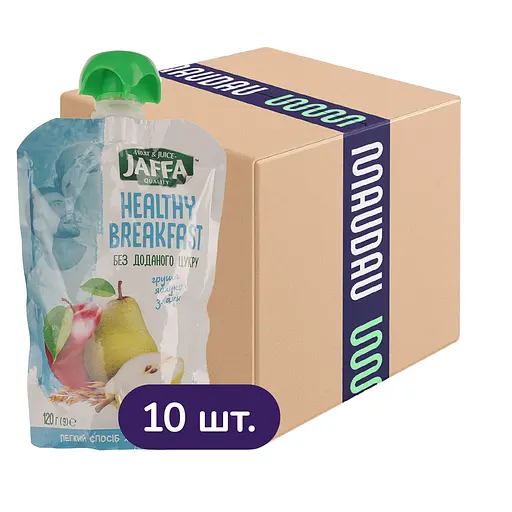 Упаковка смузи Jaffa Healthy Breakfast Pouch с яблоком, грушей и злаками 1.2 кг (120 г х 10 шт.)