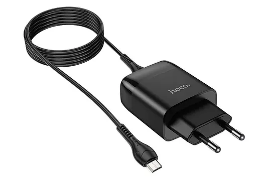 Адаптер мережевий - комплект зарядний HOCO C72Q Micro USB Glorious charger set QC3.0 18W чорний - фото 1