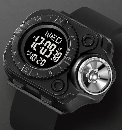 Чоловічий наручний годинник з ліхтарем Skmei 2187 Чорний з чорним циферблатом - фото 7