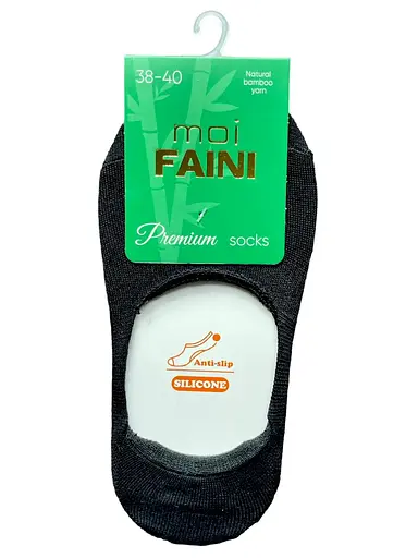 Женские бамбуковые "Следы" с противоскользящим силиконом черные 213014 - фото 1