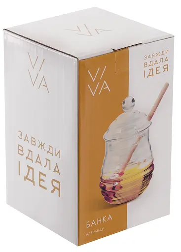 Банка для меда Viva Honey стеклянная с деревянной ложкой 280 мл (HN0513W) - фото 3