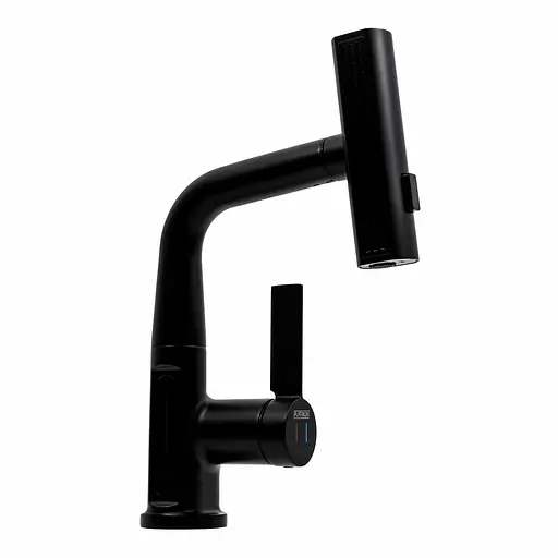 Змішувач для кухні Platinum с висувним виливом та індикатором A242 чорний - фото 2