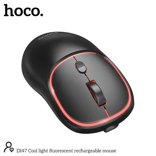 Миша Hoco DI47 Cool світло-флуоресцентна акумуляторна миша 2.4G / BT чорна - фото 5