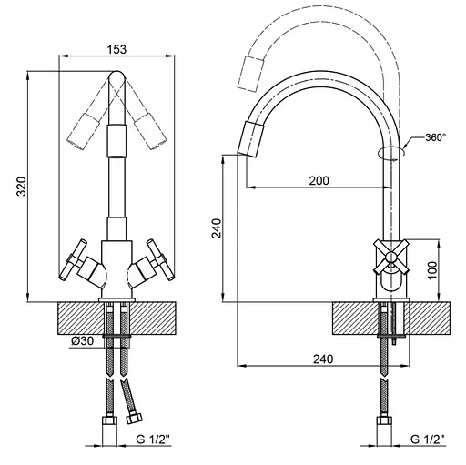 Змішувач для кухні Lidz Wind 013F3, Nickel LDWIN013F3NKS43392 - фото 3