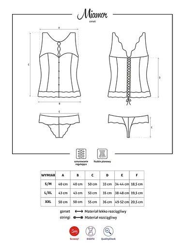 Комплект білизни Obsessive Miamor S/M (бордовий) - фото 13