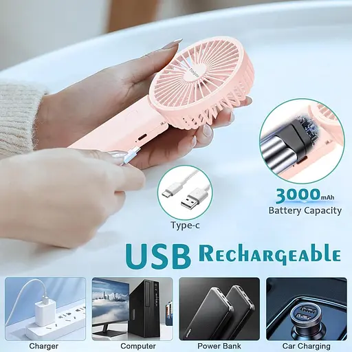 Портативный вентилятои Timiyou 3 скорости встроенный аккумулятор - фото 4