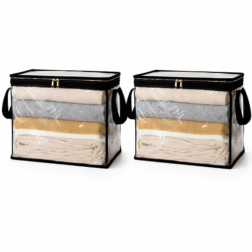 Набор средних прозрачных сумок ORGANIZE для вещей 2 шт (черный) - фото 1