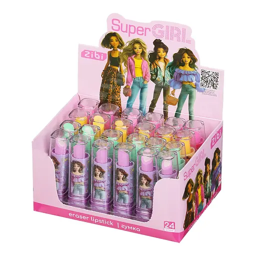 Набір ластиків ZIBI SUPER GIRL "Помада" 24 штуки, 4 дизайни ZB.5427 - фото 2