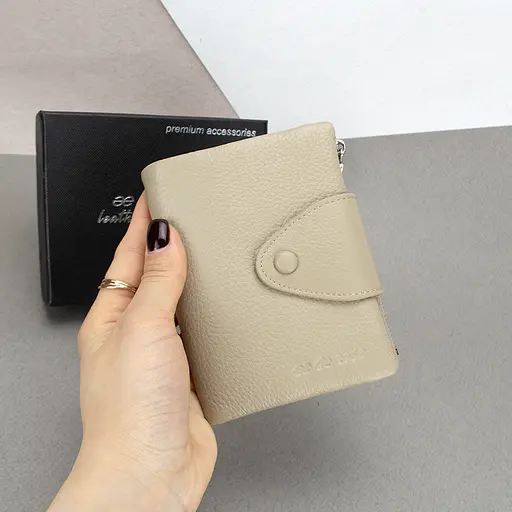 Гаманець жіночий шкіряний De Esse 14057-GD34 маленький бежевий - фото 6