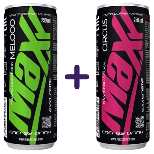 Набор: энергетический напиток Caste Maxx Mellooo Energy Drink Дыня-Крыжовник 250 мл + Circus Energy Drink Клубника-Гуава 250 мл