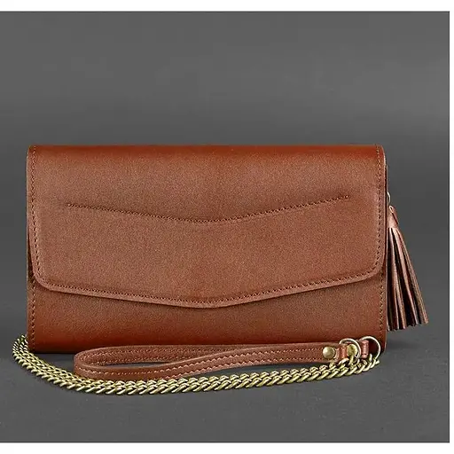 Женская кожаная сумка Элис светло-коричневая краст - фото 1