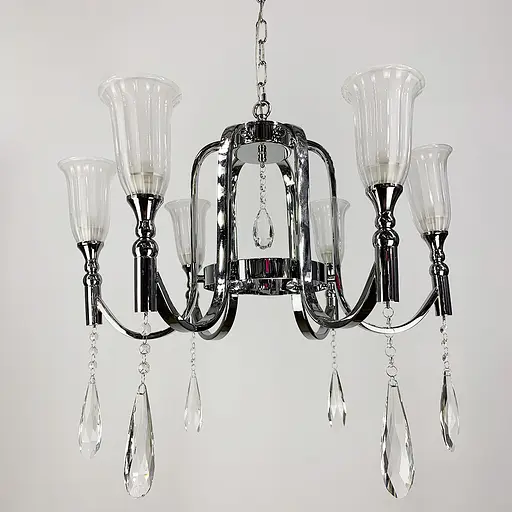 Класична люстра на 6 ламп із кришталевими підвісами Line.F AT 23/6 - фото 3