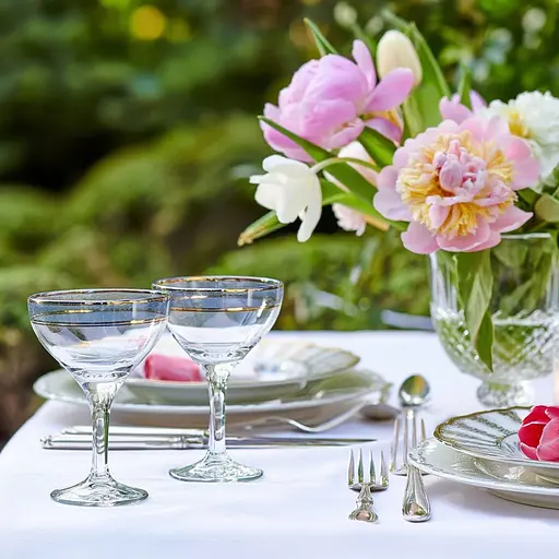 Набор бокалов для коктейлей TS Kitchen фигурных на высокой ножке 2 штуки по 290 мл синий HP546