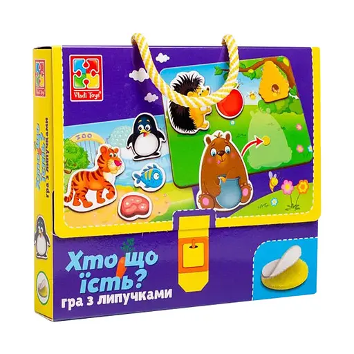 Настільна гра на липучках "Хто що їсть?" Vladi Toys VT1302-27, 4 поля для гри - фото 1