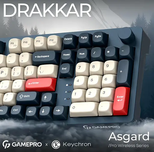 Клавиатура игровая механическая GamePro MK-305-BL Asgard Drakkar Keychron Super Red Switch Bluetooth 5.2/2.4 ГГц/USB Blue - фото 3
