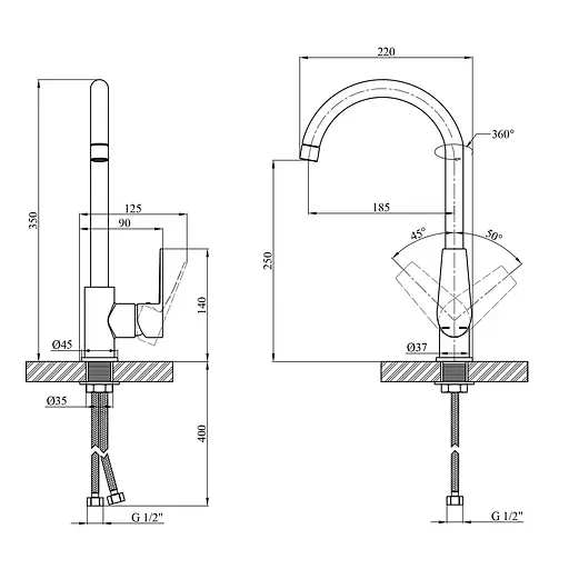 Змішувач для кухні Kroner KRM Eifel - C030 (CV023618) - фото 6