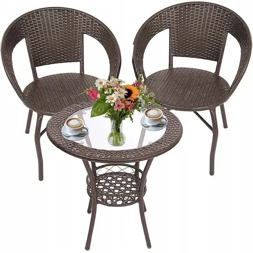 Набір садових меблів Jumi Saturn стіл та 2 стільці коричневий - фото 4