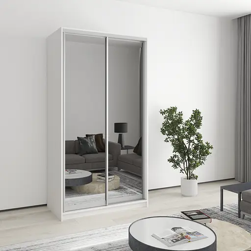 Шафа-купе дводверна MebelStar Стандарт AL 2 Дзеркала 110x60x210 см Аляска білий (MBS-2514)