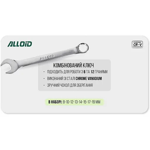 Набір ключів комбінованих Alloid 8-19 мм 8 предметів (HK-2005-8M) - фото 8