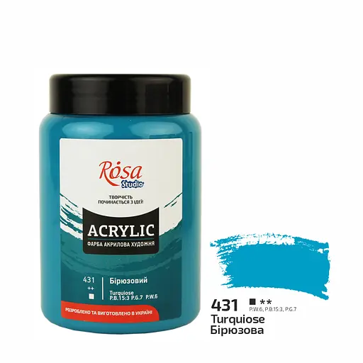 Краска акриловая Бирюзовая (431) 400 мл Rosa Studio - фото 1